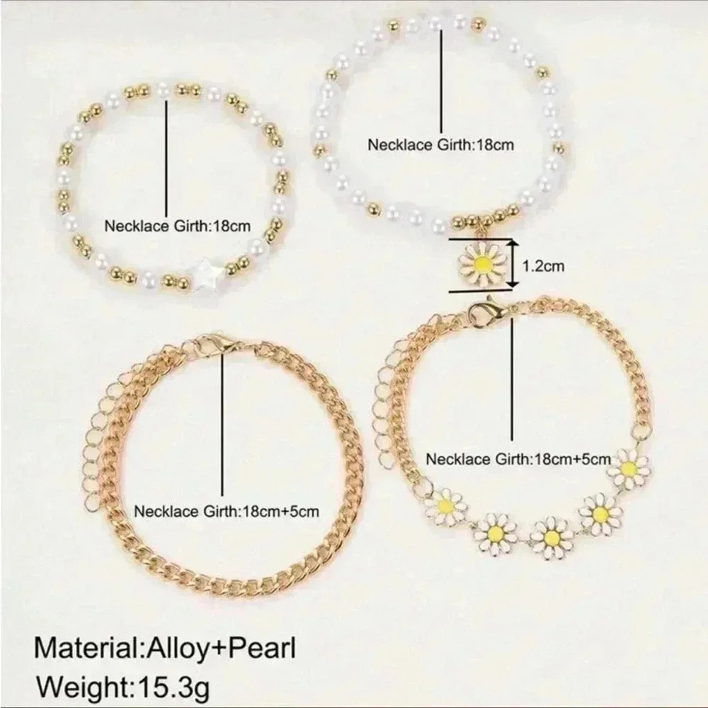 ⚠️Clearance 4pcs Yellow Gold Daisy Bracelets - Picture 5 of 6